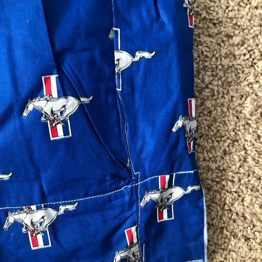 Mustang 1965 Homemade Coverlet Matching Pillow Blue Horse Car Logo